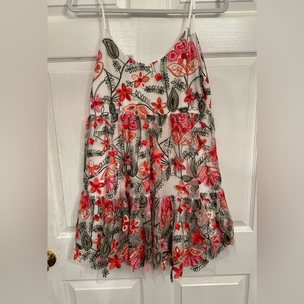 Yzabelle Mitsu Embroidered Floral Mini Party Dress